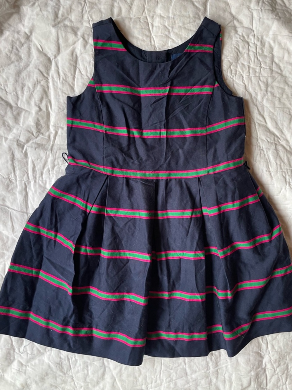 Polo by Ralph Lauren Navy Dress with Pink & Green Stripes - Girls 3T